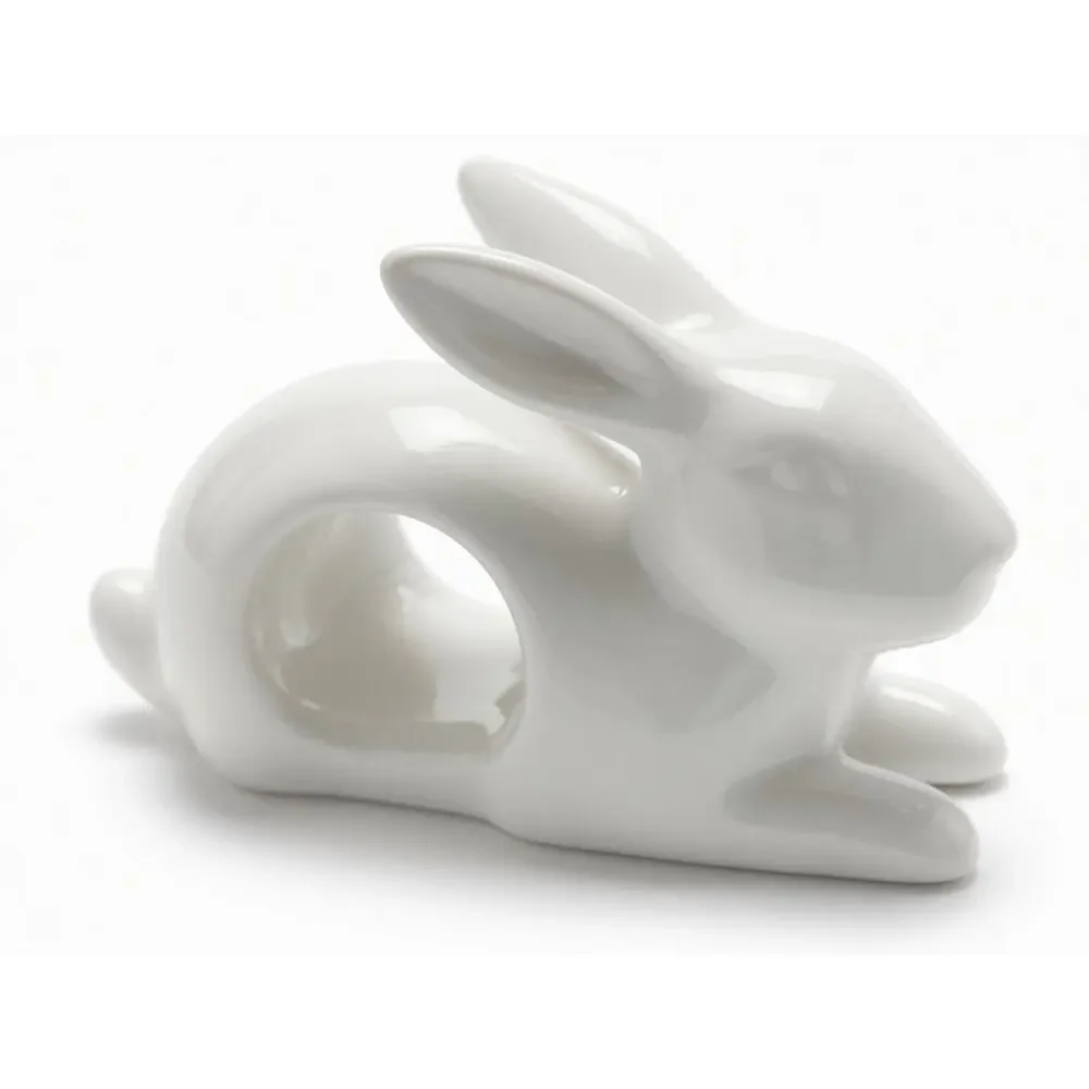 Pair of Ashland White Ceramic Bunny Napkin Rings